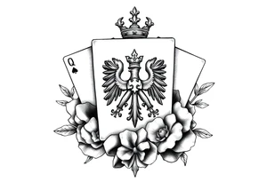 poland symbol and poker cards tattoo idea