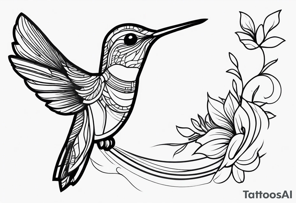Hummingbird fine line tattoo idea