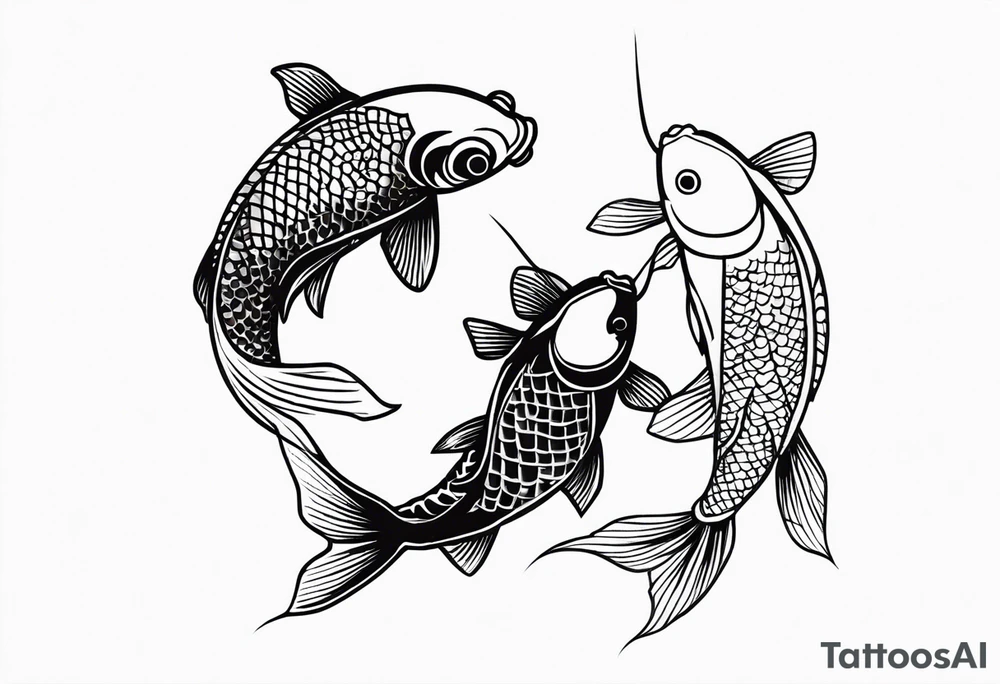 2 koi fishes super tiny tattoo idea