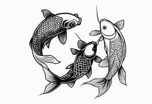 2 koi fishes super tiny tattoo idea