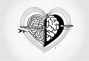 Picture of a heart and brain with an arrow pointing down tattoo idea