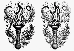 Flaming torch melting into water tattoo idea