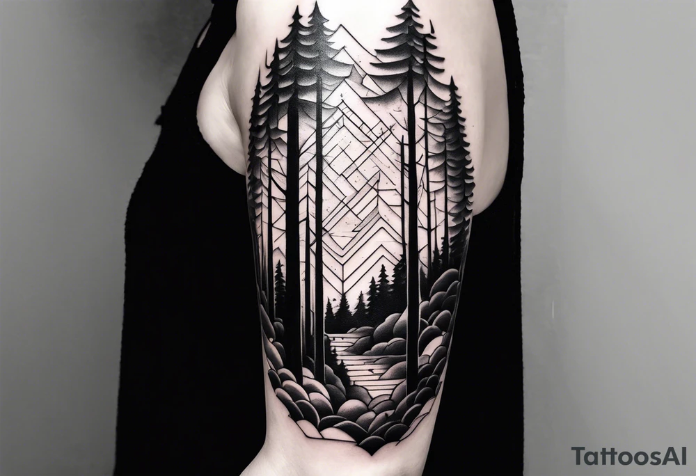 a simple forest on an arm tattoo idea