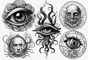 lovecraft them with eye and long tentacle tattoo idea