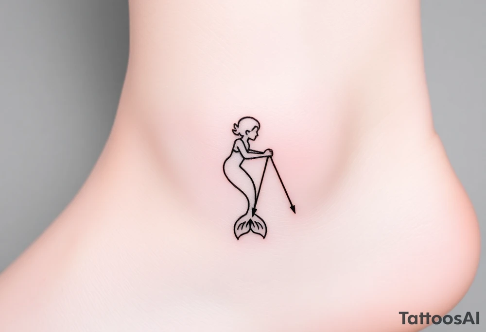 Mermaid outline with chopped tail and crutches tattoo idea