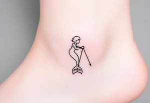 Mermaid outline with chopped tail and crutches tattoo idea