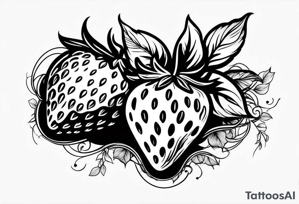 Illistrative  Strawberry tattoo idea