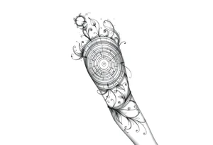 Black and grey sleeve of a labyrinth tattoo idea