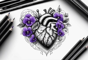 Heart made with violets tattoo idea