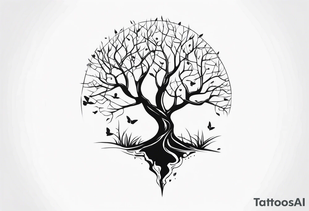 Skull tree tattoo idea
