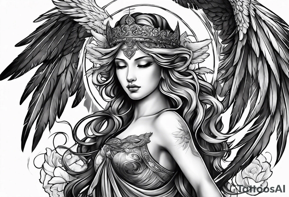 god with angel tattoo idea