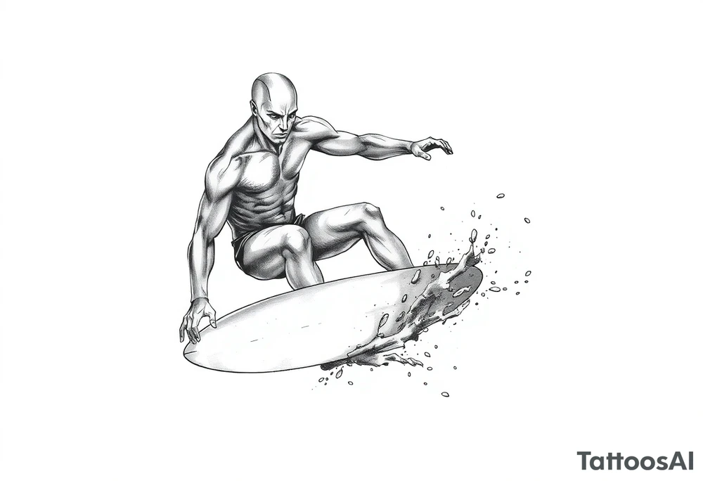 calm silver surfer tattoo idea