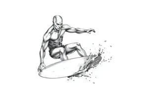 calm silver surfer tattoo idea