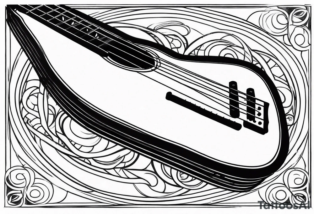 Acoustic bass guitar, wood, tattoo idea