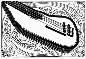 Acoustic bass guitar, wood, tattoo idea