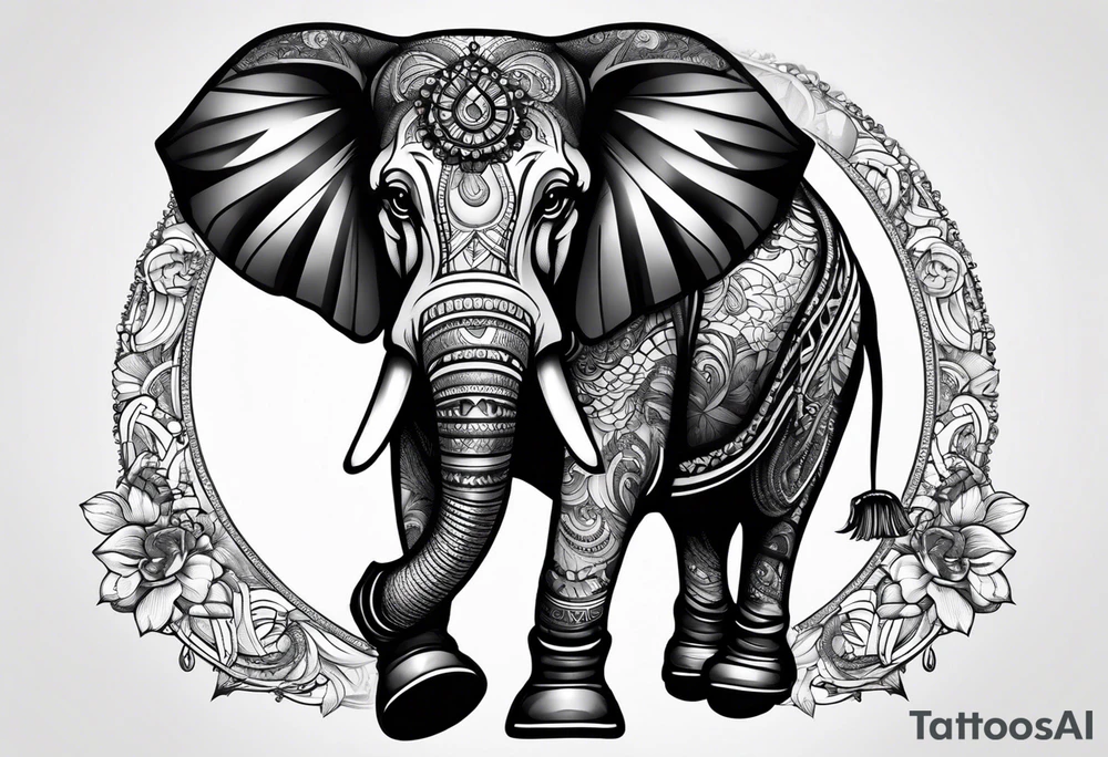 Elephant with roller skates tattoo idea