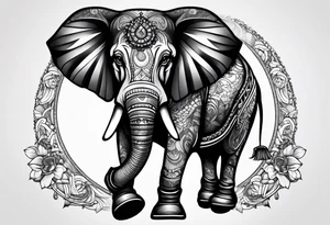 Elephant with roller skates tattoo idea