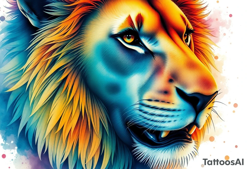 powerful majestic lion, close-up tattoo idea