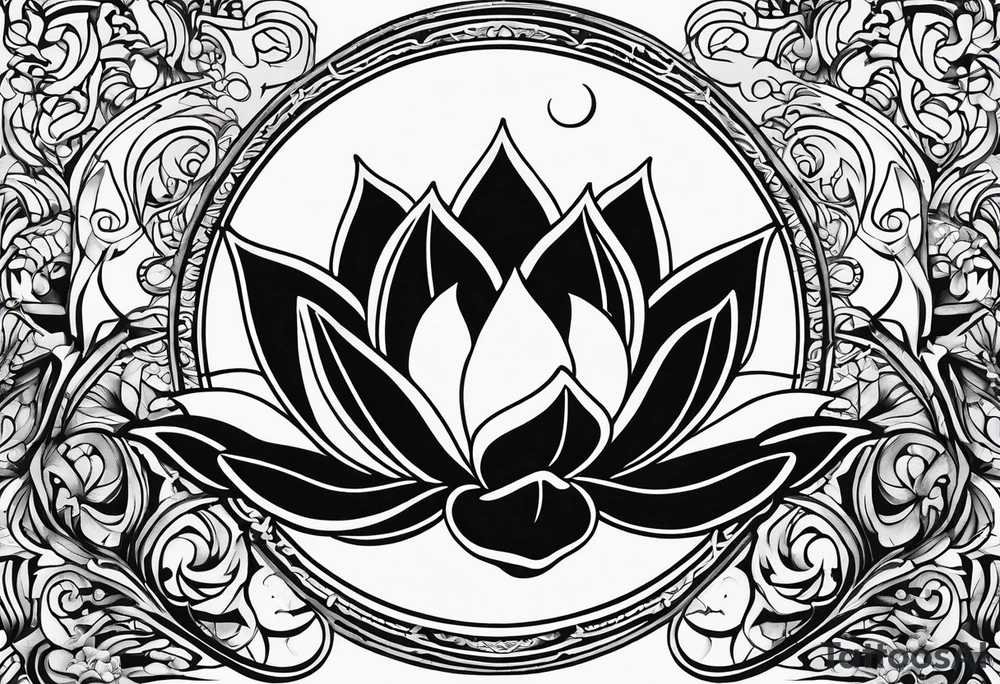 Lilly pad and crescent moon tattoo idea