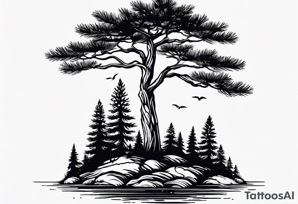 Tiny pine trees tattoo idea