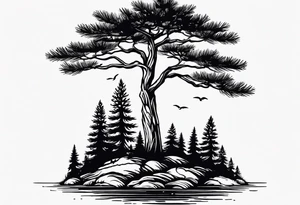 Tiny pine trees tattoo idea