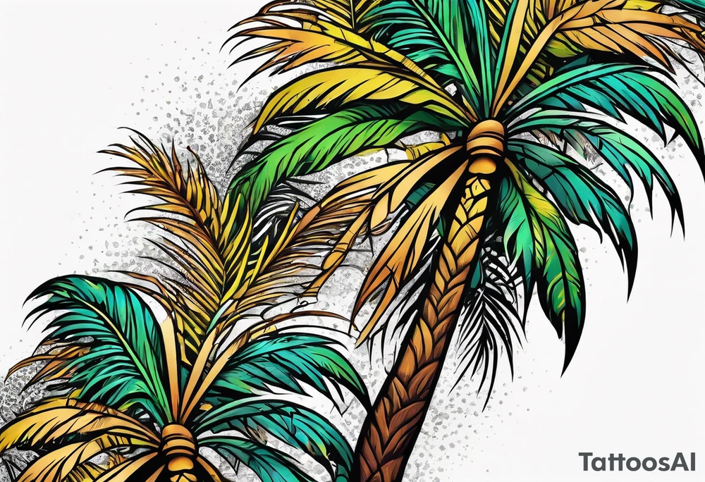 palm tree sleeve tattoo idea