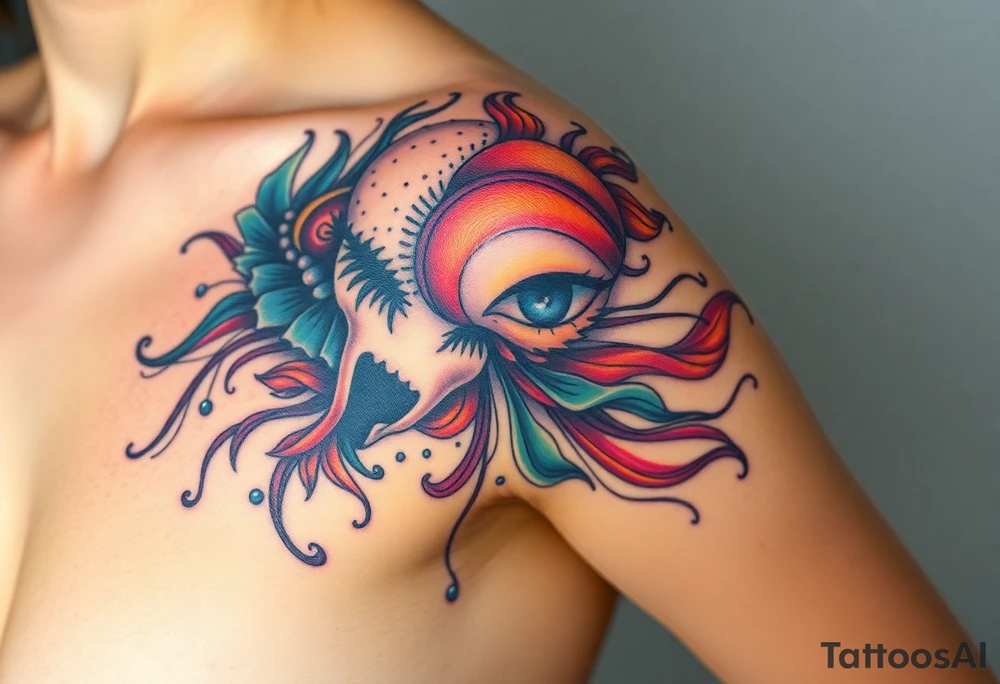 A tatuagem deve expressar força, liberdade e conexão com a multiplicidade da vida, incorporando elementos abstratos e fluidos, com linhas que sugiram movimento e transformação contínua. Evite clichês e busque um design original e significativo. tattoo idea