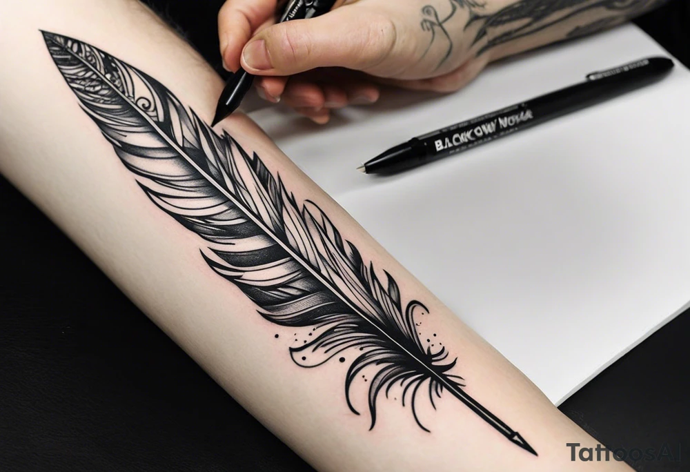 Feather with Words tattoo idea