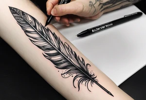 Feather with Words tattoo idea