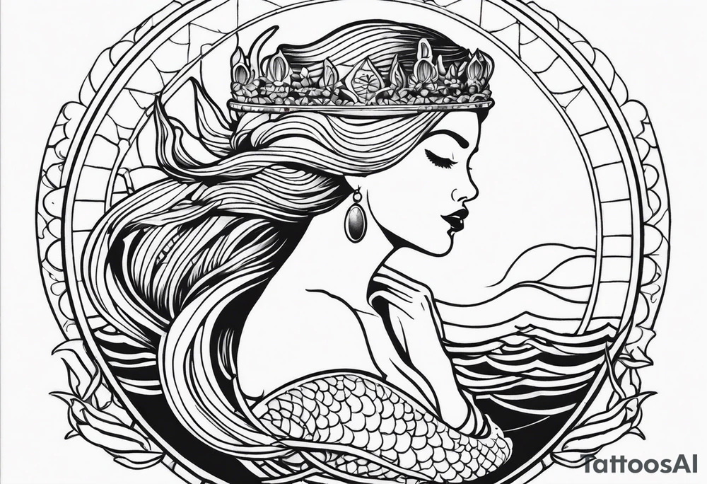 Queen mermaid tattoo idea