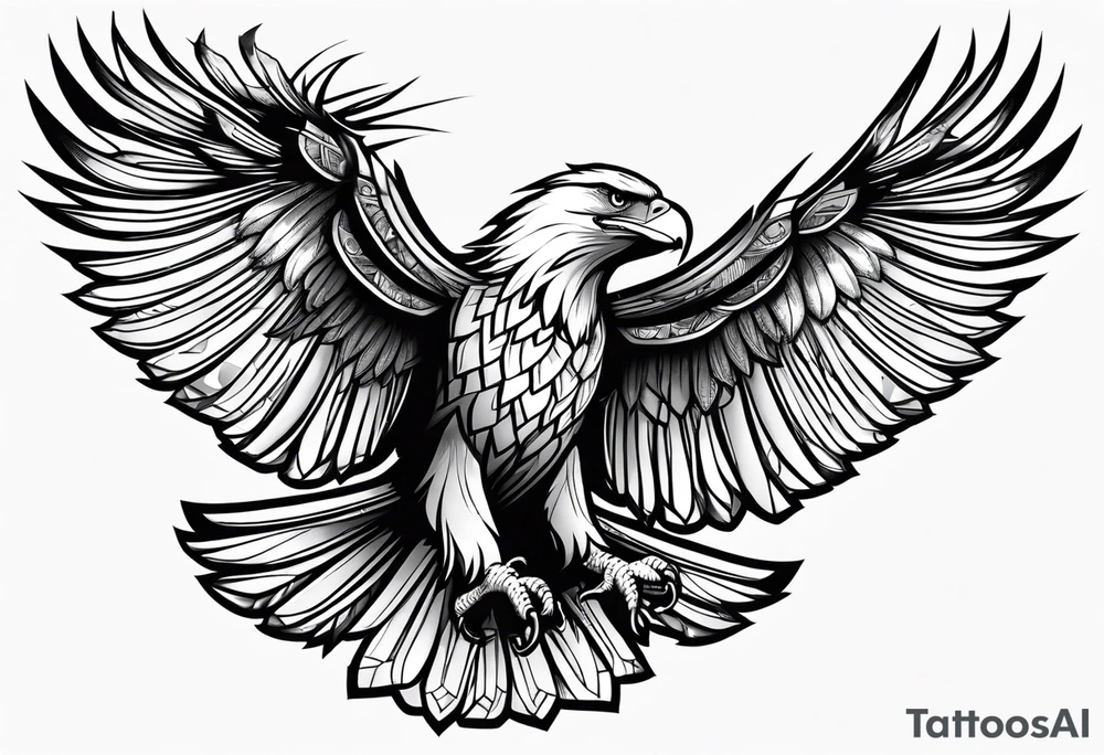 eagle full body fly vector tattoo idea