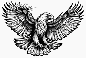 eagle full body fly vector tattoo idea