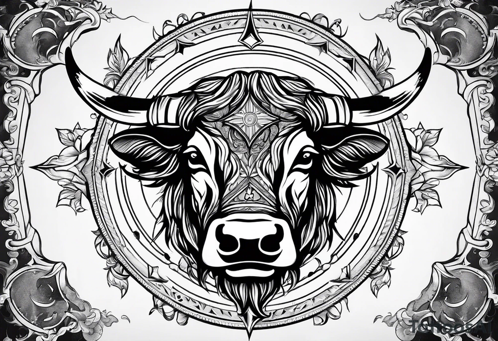 TAURUS BULL COMPASS white background tattoo idea