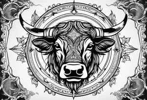 TAURUS BULL COMPASS white background tattoo idea