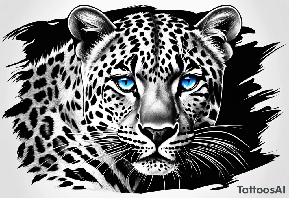 you leopard with blue eyes tattoo idea