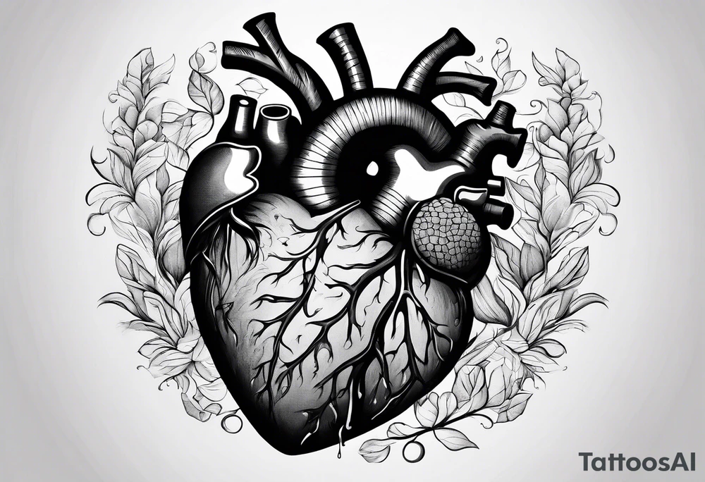 Anatomical heart from old textbook tattoo idea