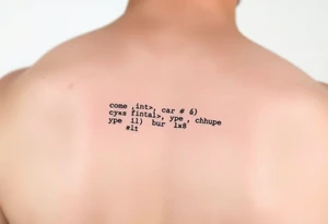 Minimalistic tattoo of a computer code snippet in C# tattoo idea