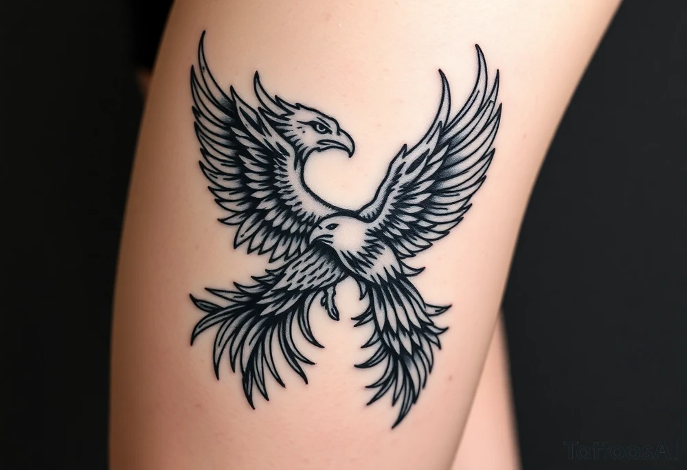 phoenix with fire and eagle tattoo idea