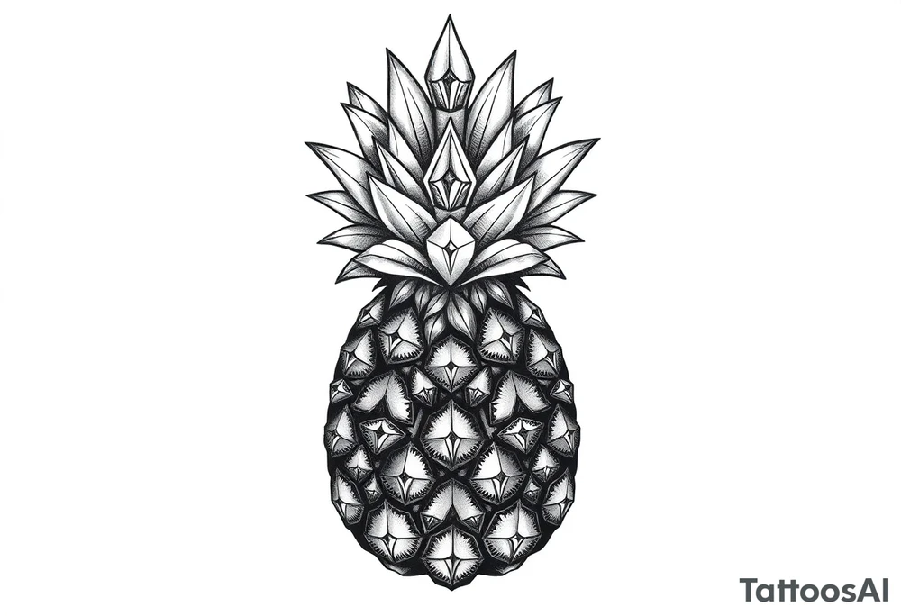 pineapple with diamonds and magestic, crown, vagina, anus, pubic tattoo idea