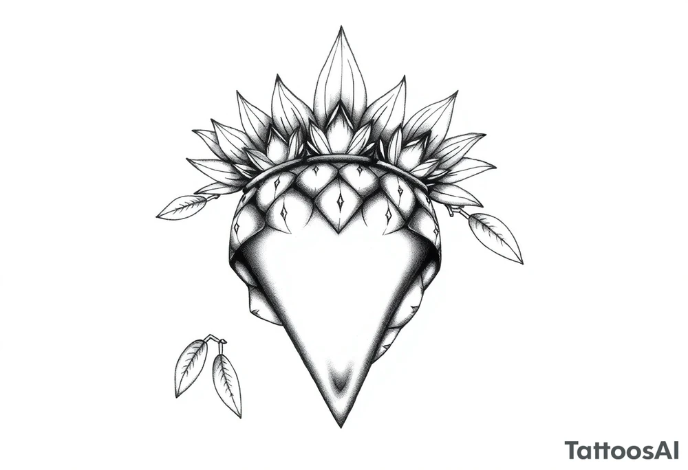 Crown pineapple vagina anus tattoo idea