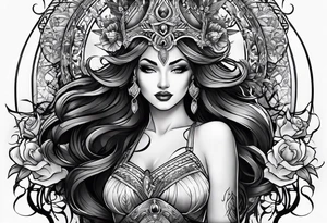 Dark goddess chest tattoo tattoo idea