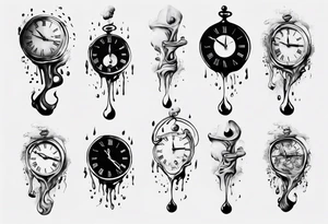 dali melting clock trippy tattoo idea