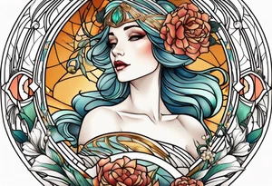 Art nouveau woman tattoo idea