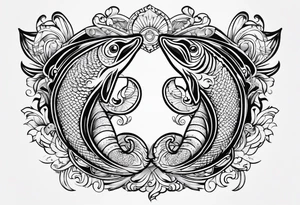 Pisces sign combines with the Aires sign. tattoo idea