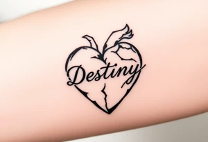 broken heart with destiny’s name tattoo idea