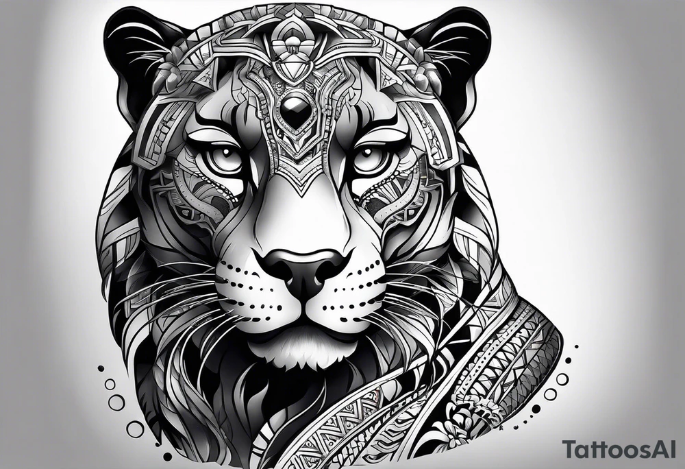 aztec black jaguar sitting tattoo idea