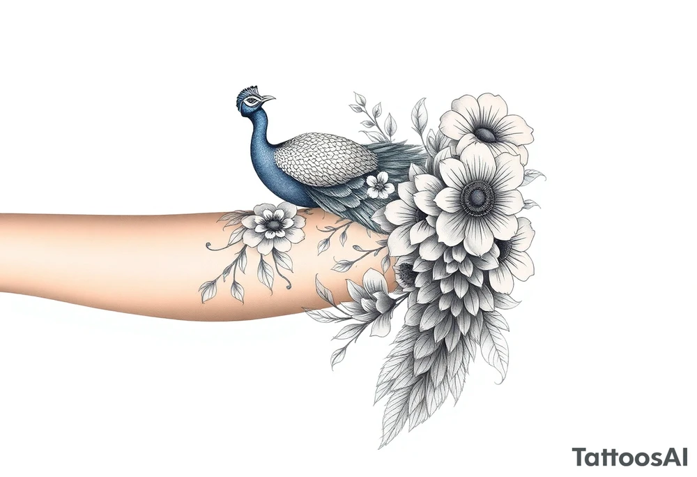 Peacock , Exotic flowers, Coi fish tattoo idea