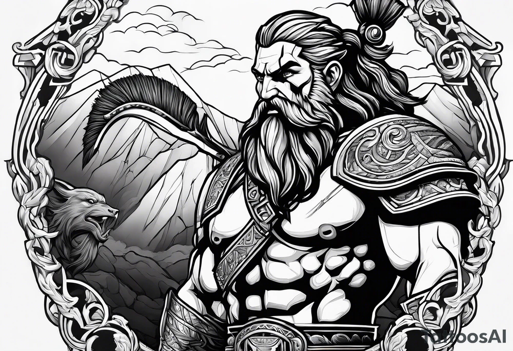 Greek god of war armored tattoo idea