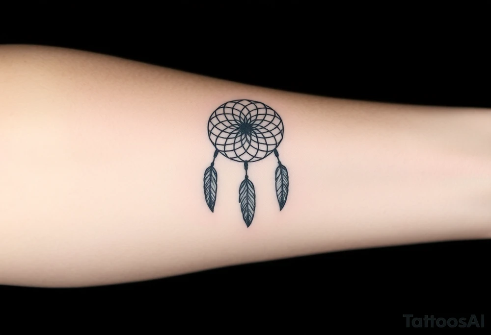 dreamcatcher with feathers and a basic design tattoo idea