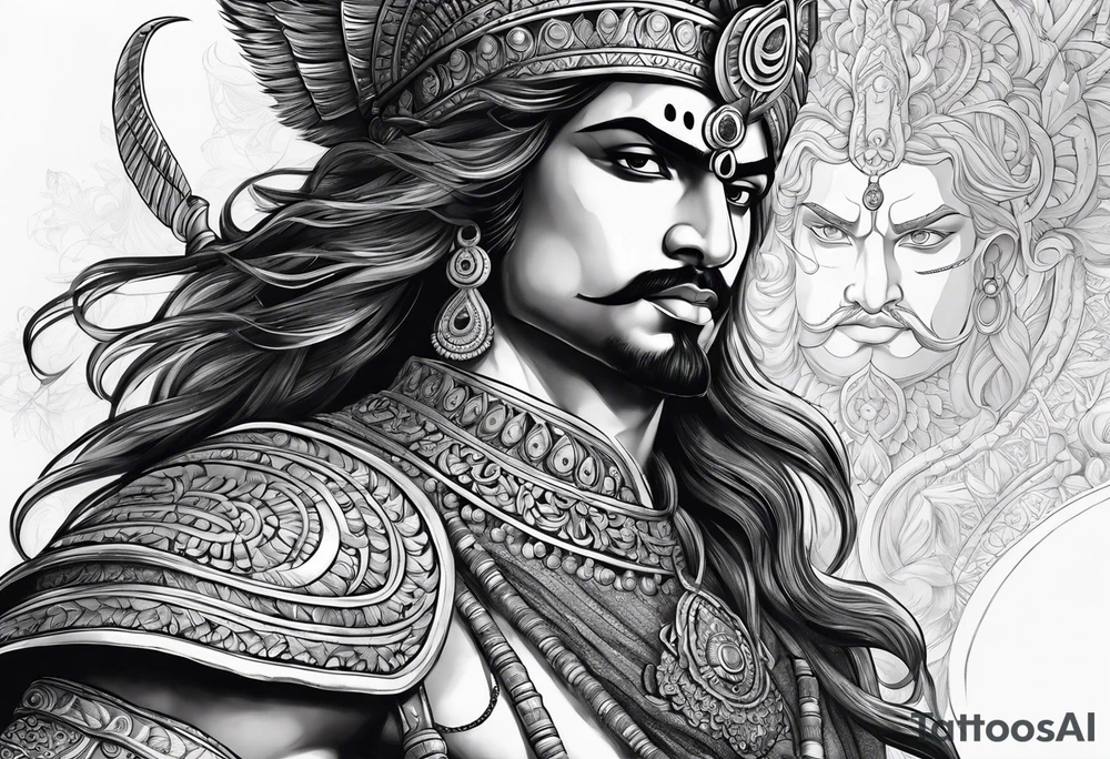 Karna Mahabharata With Bow tattoo idea